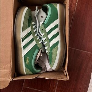 Adidas Forest Green and White Trainers